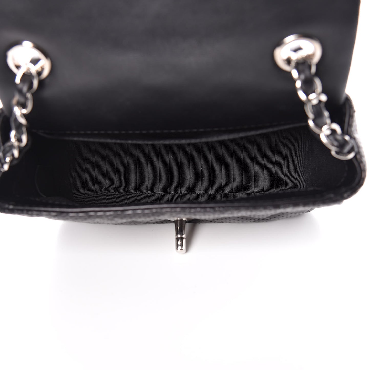 Lambskin Perforated Mini Rectangular Flap Black