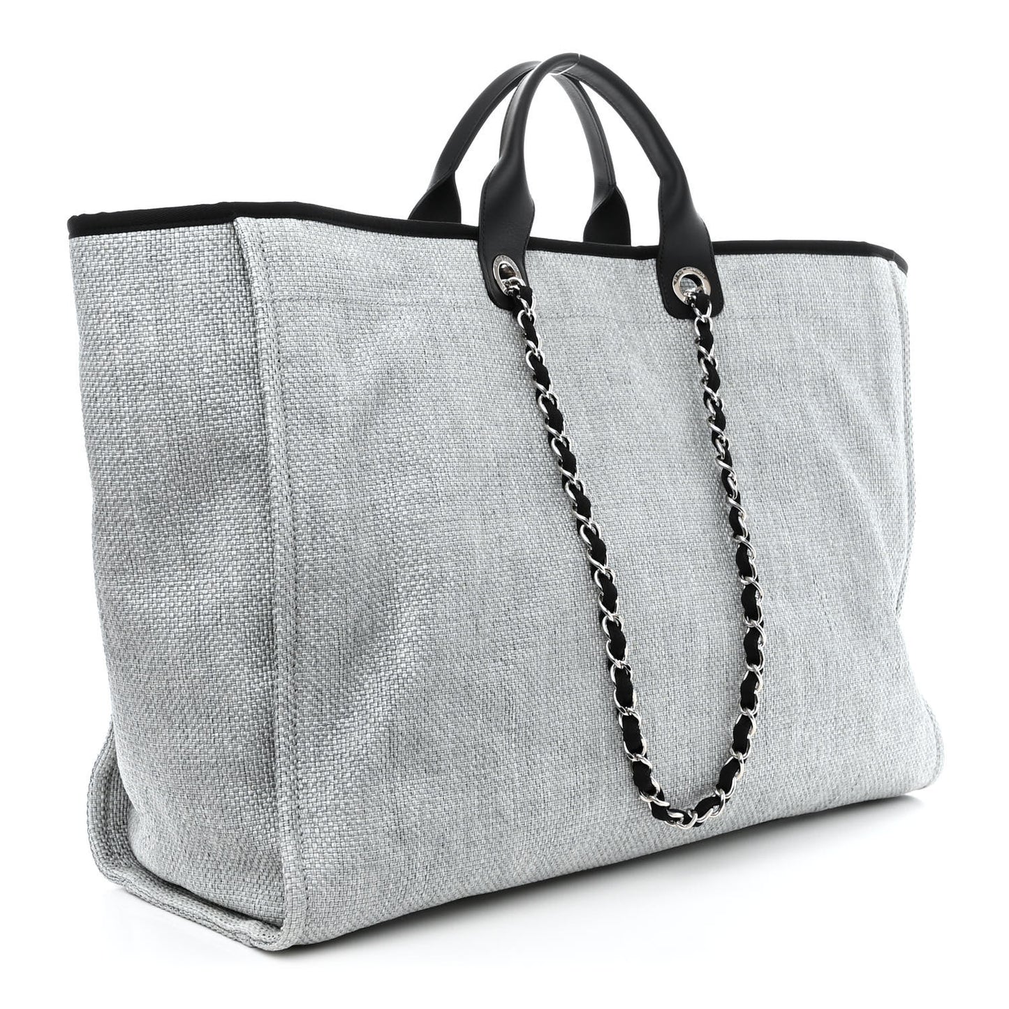 Woven Straw Raffia Extra Large Deauville Tote Grey