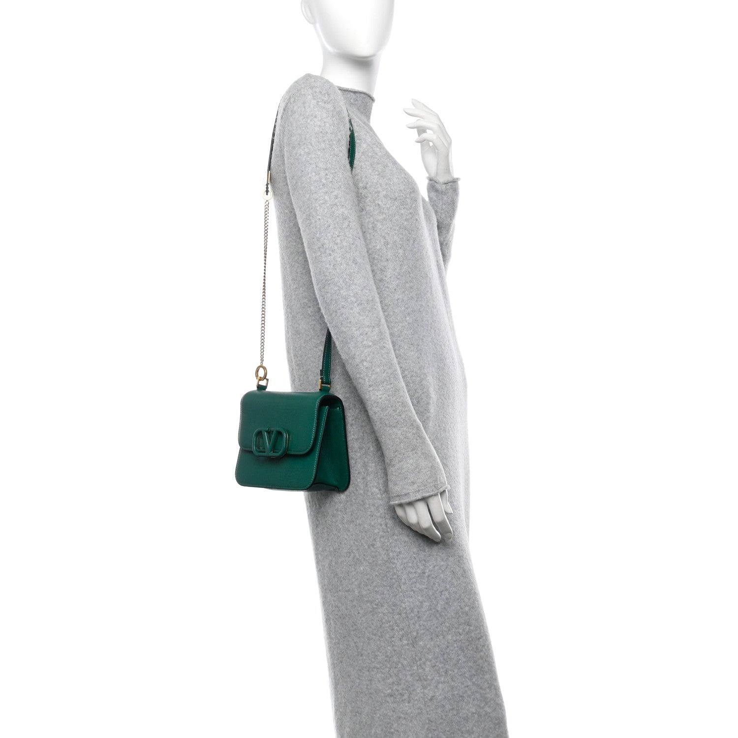 Valentino Garavani Grainy Calfskin Small VSling Shoulder Bag English Green 2 of 9