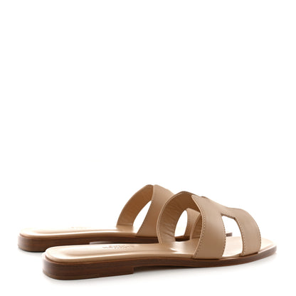 Hermes Box Calfskin Oran Sandals 37.5 Beige Nude 4 of 8