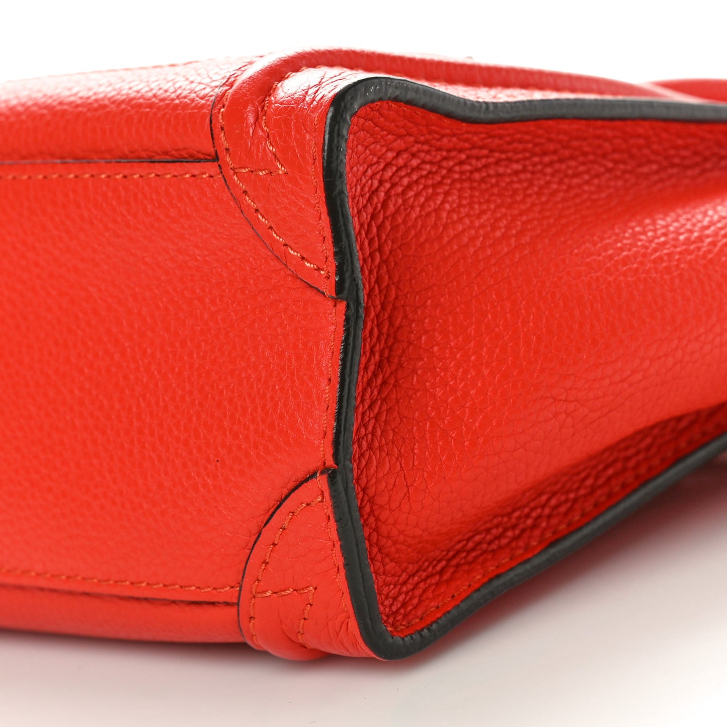 Drummed Calfskin Nano Luggage Vermillion
