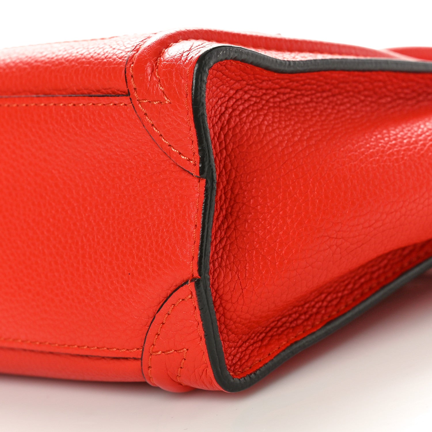 Celine Drummed Calfskin Nano Luggage Vermillion 10 of 10