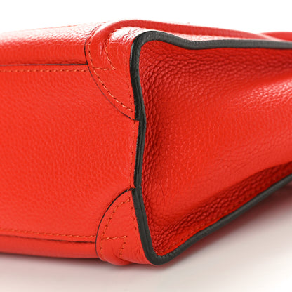 Celine Drummed Calfskin Nano Luggage Vermillion 10 of 10
