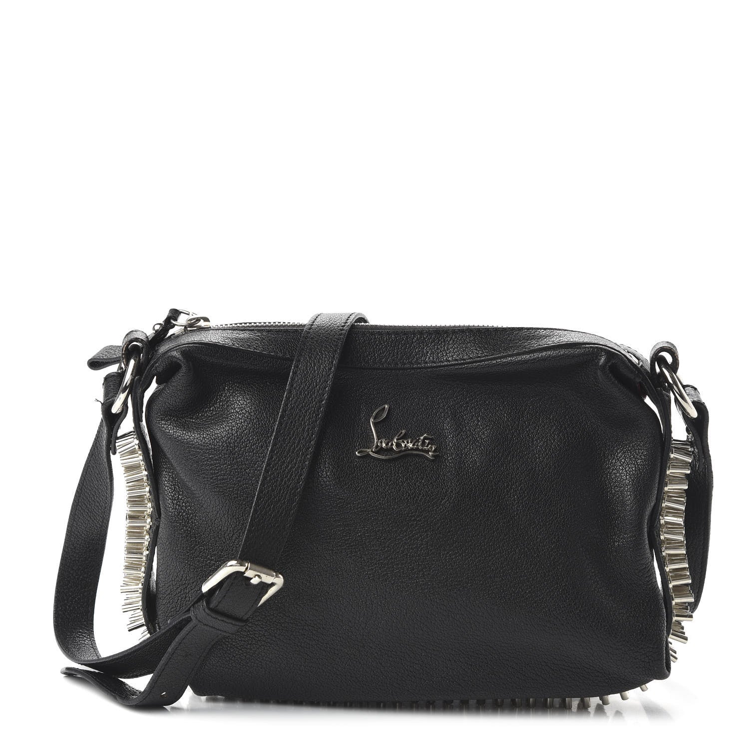 Christian Louboutin Calfskin Studded Shoulder Bag Black 1 of 9