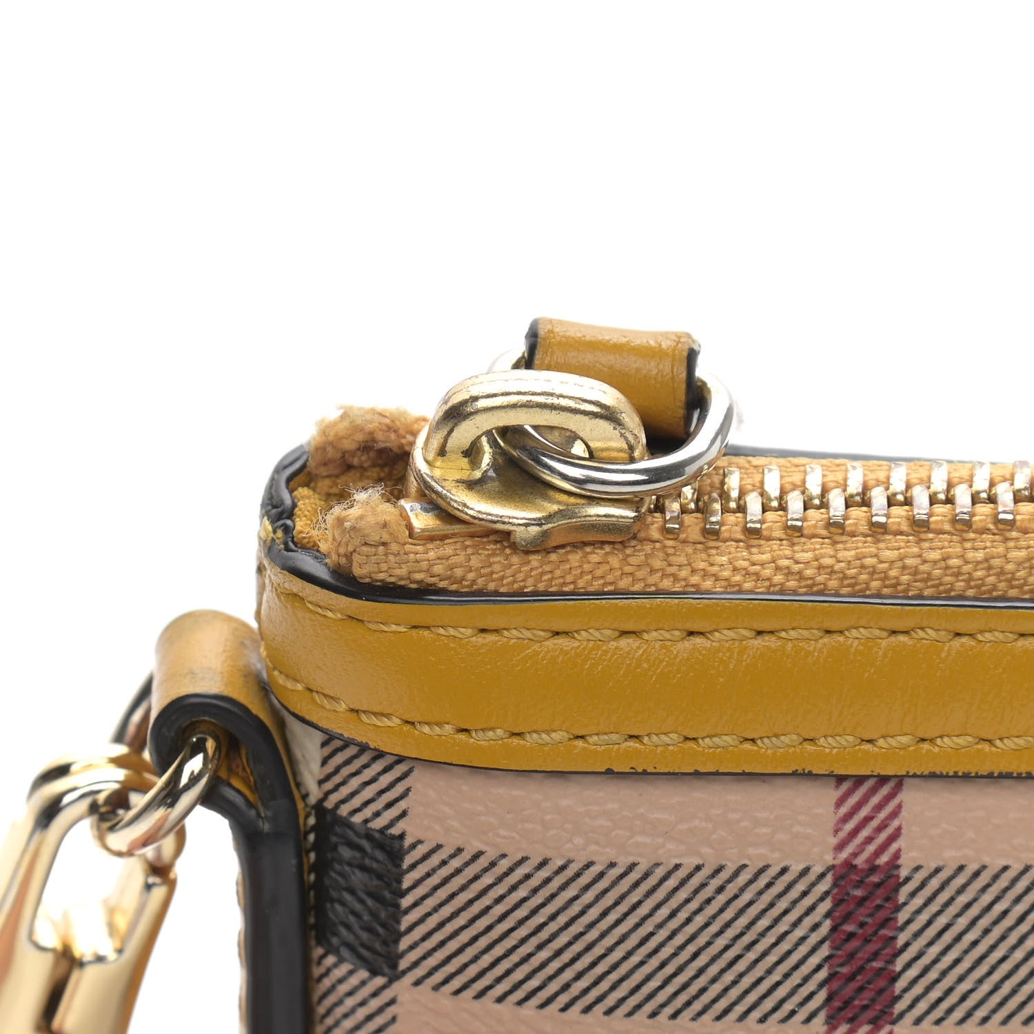Burberry Haymarket Check Small Peyton Crossbody Clutch Bag Yellow 11 of 12