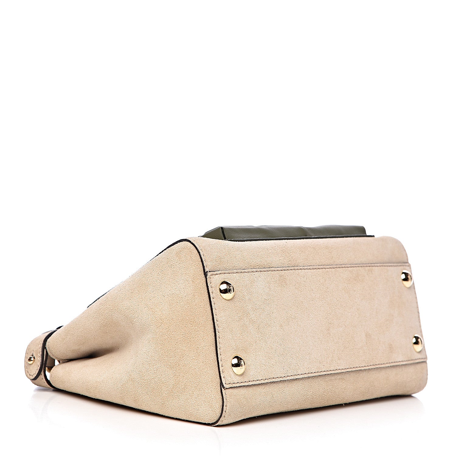 Fendi Suede Shiny Nappa Mini Pocket Peekaboo Iconic Satchel Nude Equatore 4 of 10