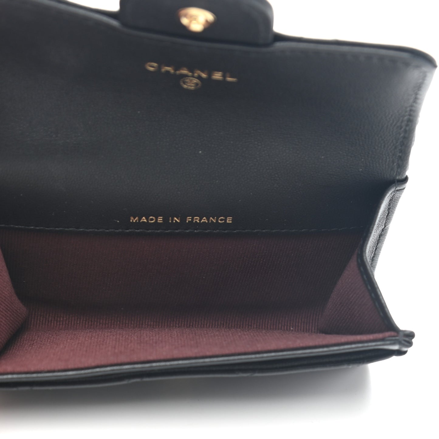 Lambskin Quilted Flap Card Holder Wallet Black