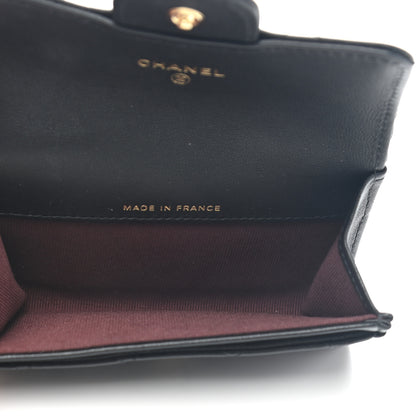 Chanel Lambskin Quilted Flap Card Holder Wallet Black 5 of 9