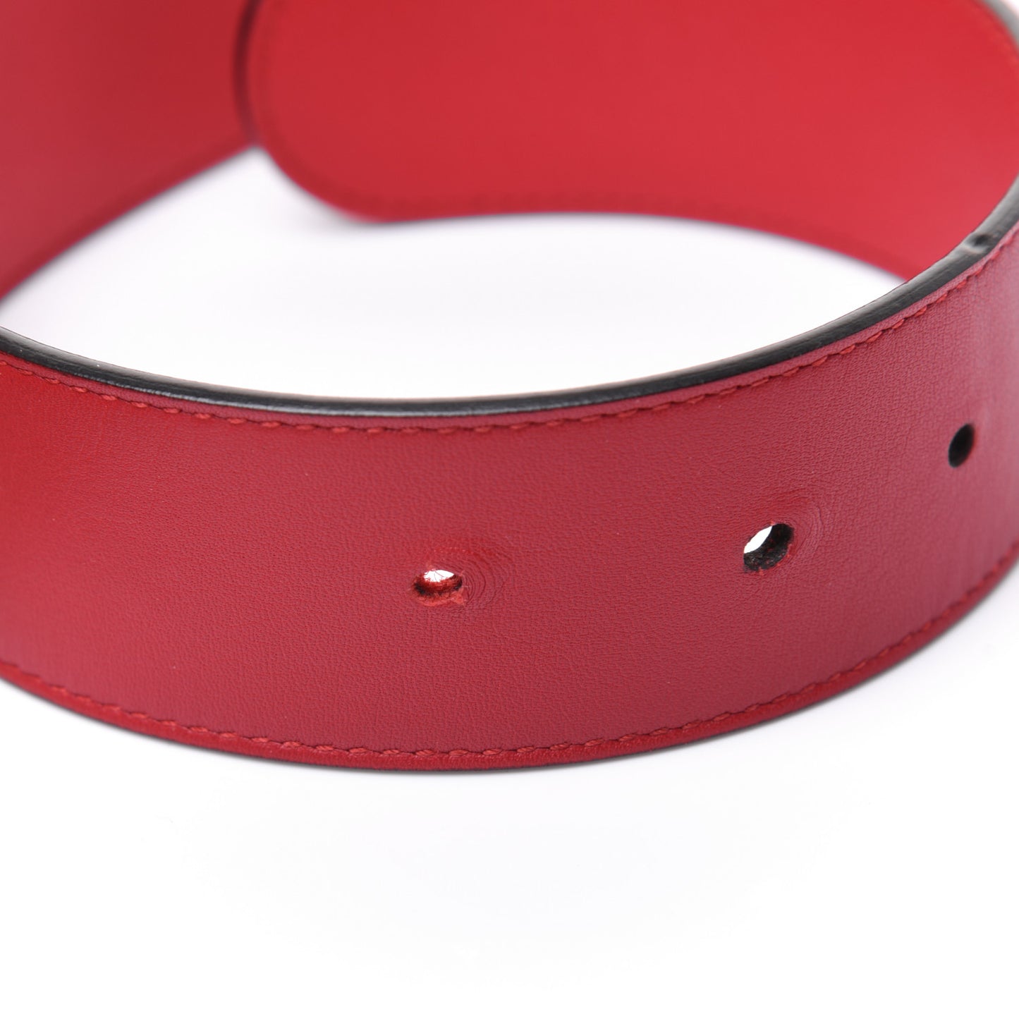 Moon Calfskin Torchon Double G 40mm Belt 80 32 Hibiscus Red