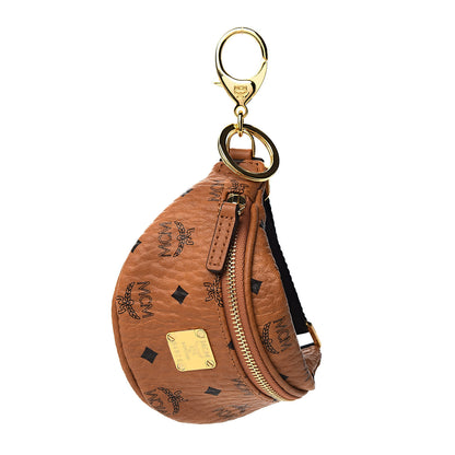 MCM Visetos Belt Bag Key Ring Bag Charm Cognac 1 of 3