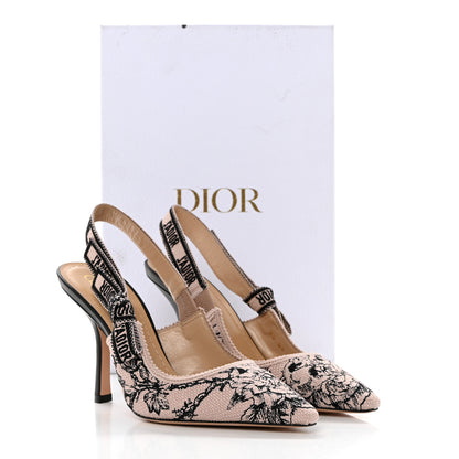 Christian Dior Canvas Embroidered Jardin Botanique J'Adoir Slingback 100mm Pumps 36.5 Black Nude 10 of 10