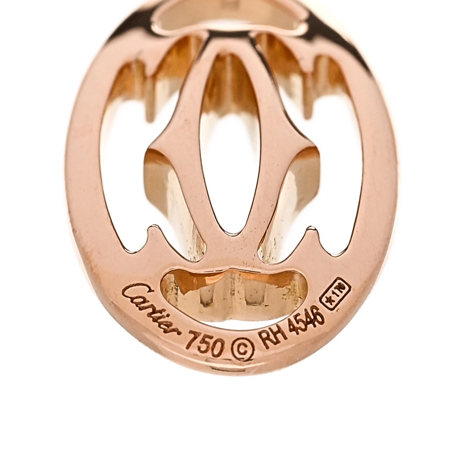 Cartier 18K Pink Gold Diamond C De Cartier Logo Drop Earrings 4 of 4