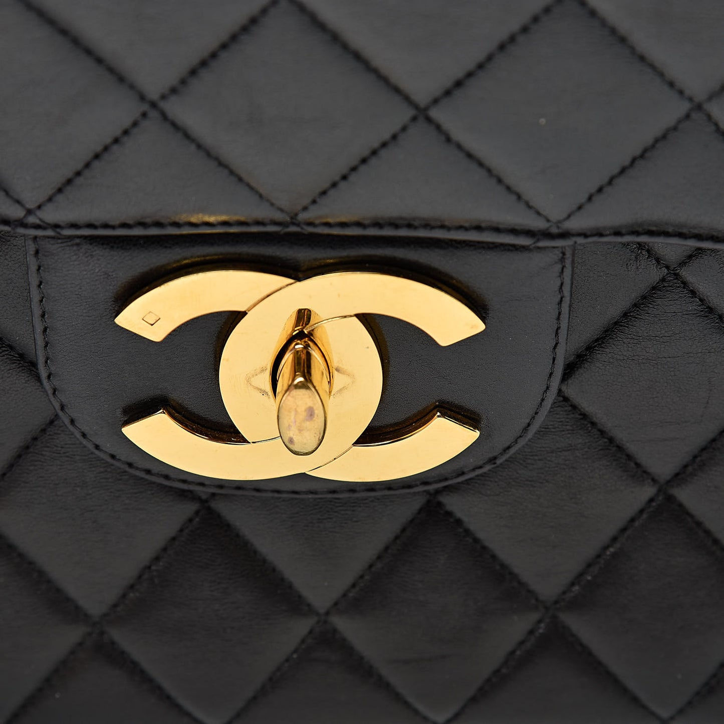 Lambskin Quilted XL Jumbo Single Flap Black
