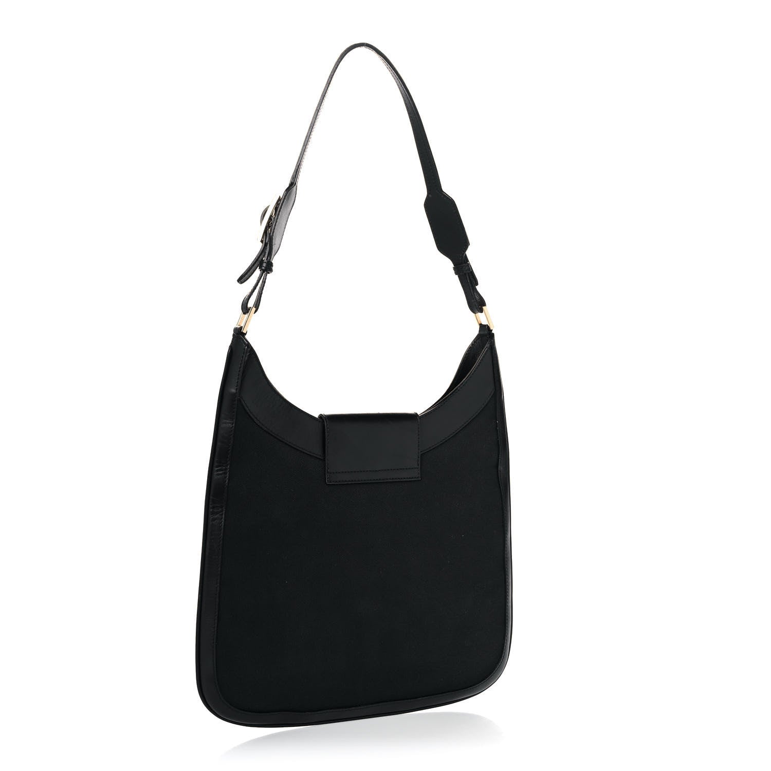 Gucci Canvas Calfskin Jackie O Hobo Black 3 of 10