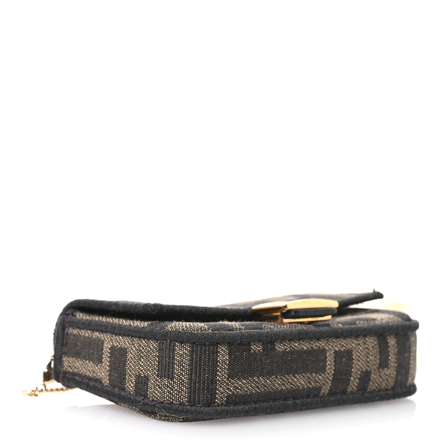 Fendi Fabric Jacquard FF 1974 Nano Baguette Charm Tobacco Moro Black 4 of 12