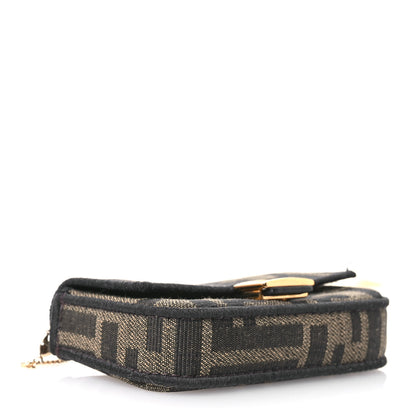 Fendi Fabric Jacquard FF 1974 Nano Baguette Charm Tobacco Moro Black 4 of 12