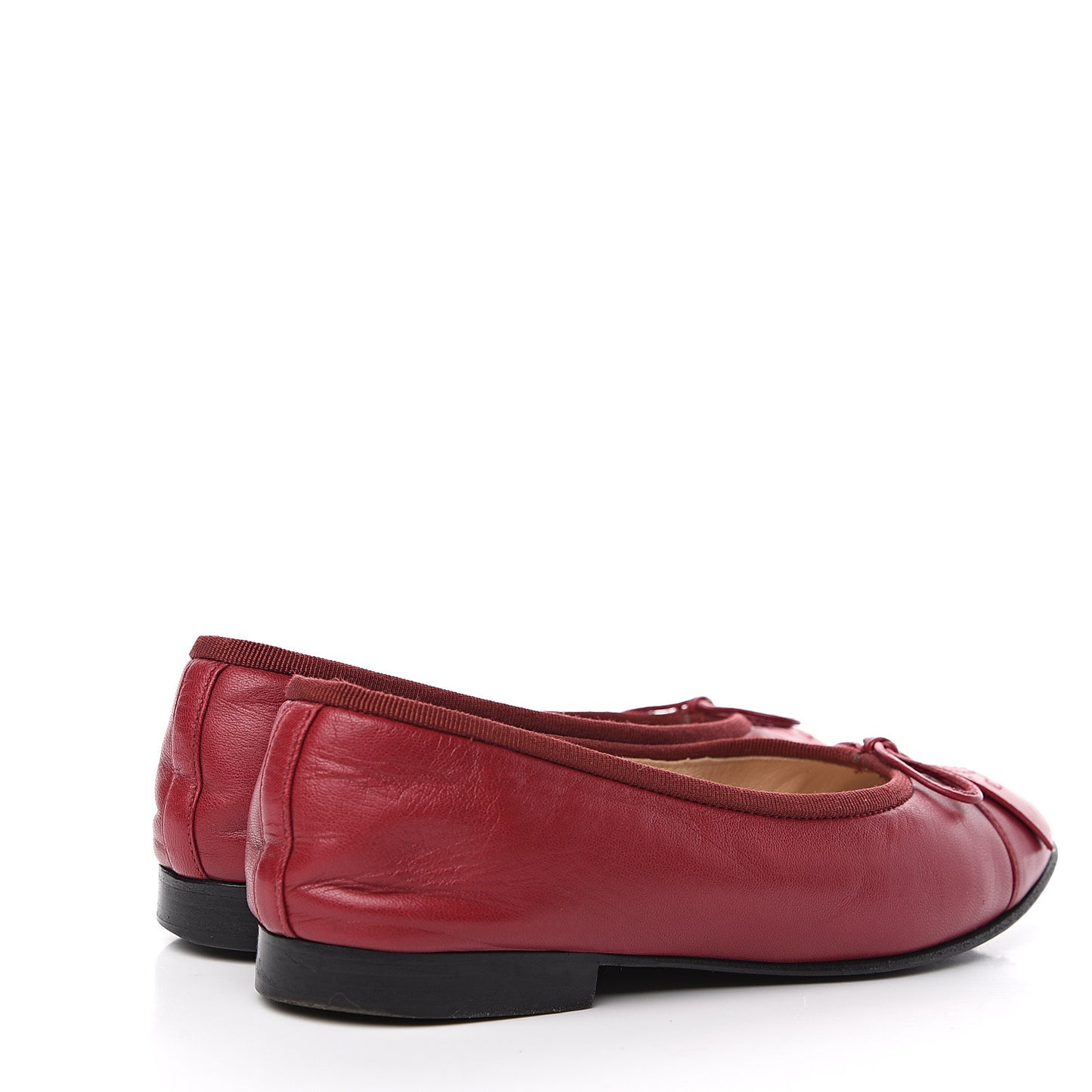 Goatskin Cap Toe CC Ballerina Flats 35 Red