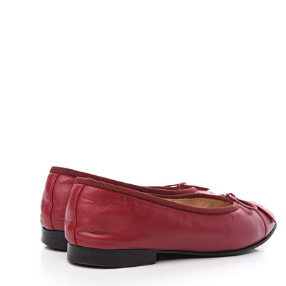 Chanel Goatskin Cap Toe CC Ballerina Flats 35 Red 4 of 12