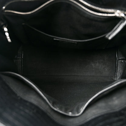 Saint Laurent Calfskin Crocodile Embossed Souple North South Tote Black 5 of 10
