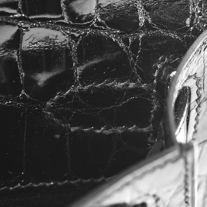 Hermes Shiny Niloticus Crocodile Kelly Cut Pochette Black 13 of 24