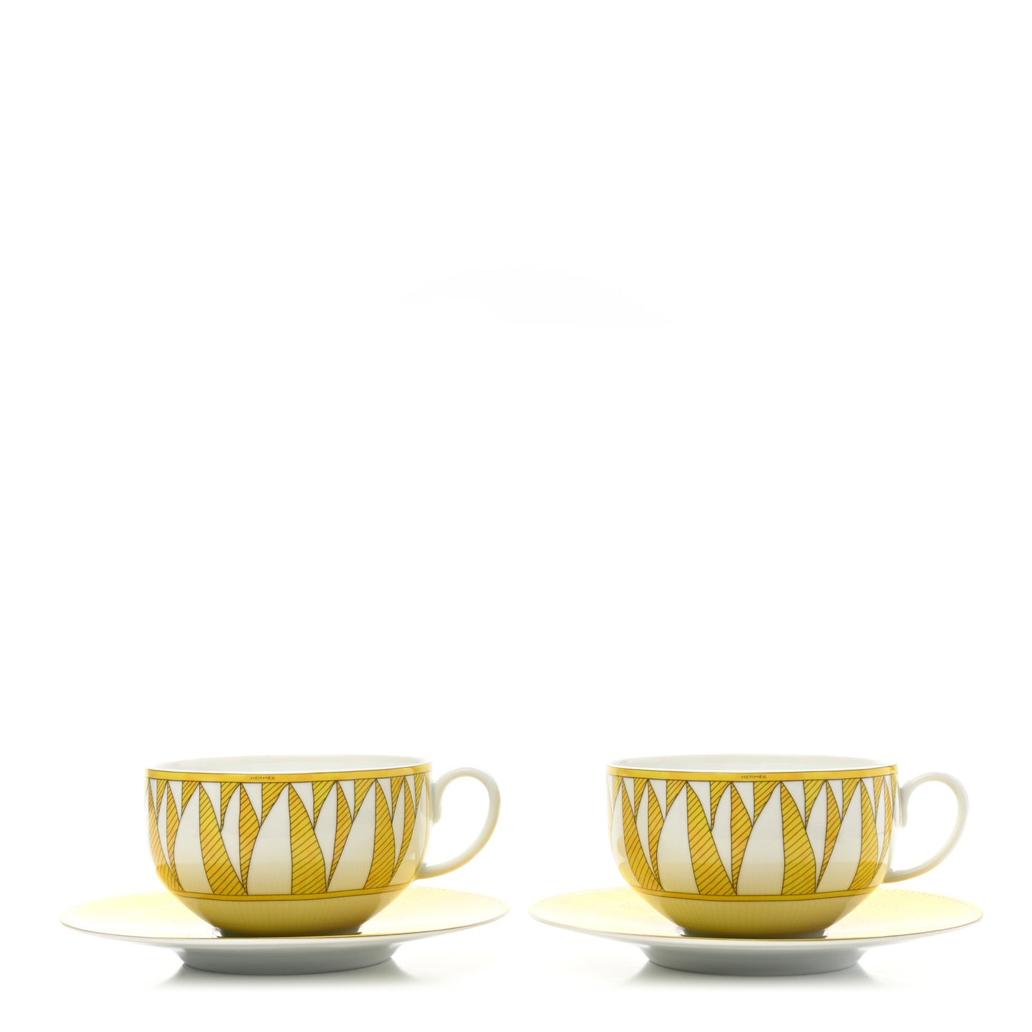 Porcelain Soleil d'Hermes Breakfast Cup And Saucer Set Of 2