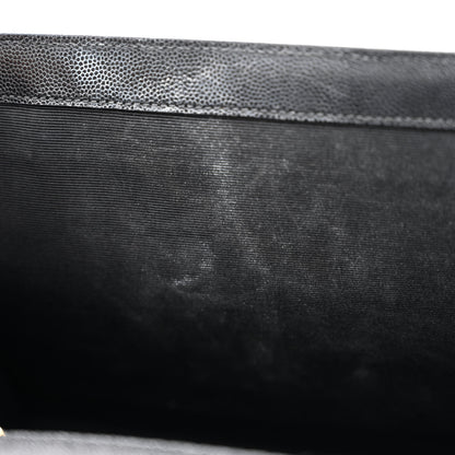 Saint Laurent Grain De Poudre Matelasse Chevron Large Monogram Satchel Black 11 of 13