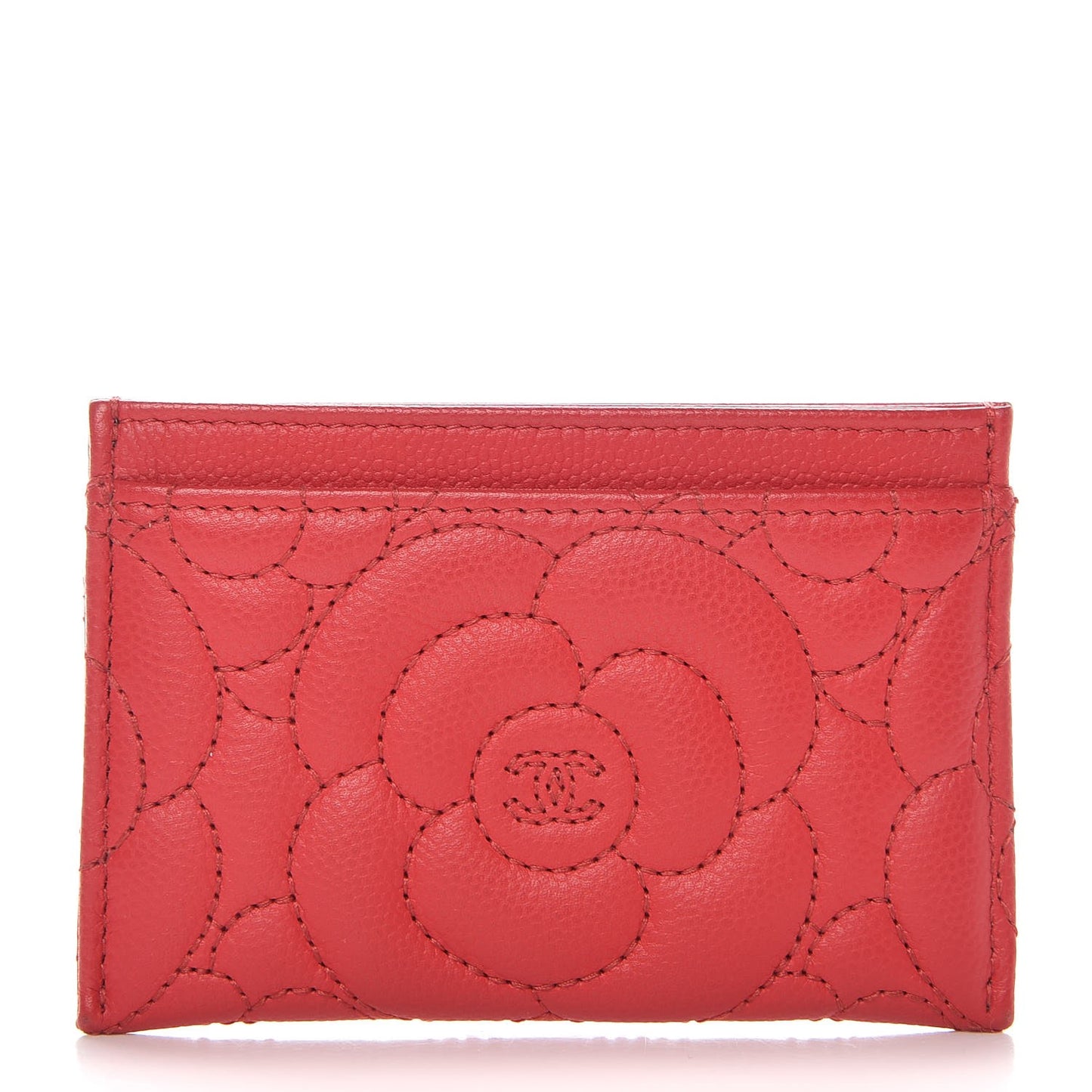 Caviar Camellia Quilted Card Holder Red
