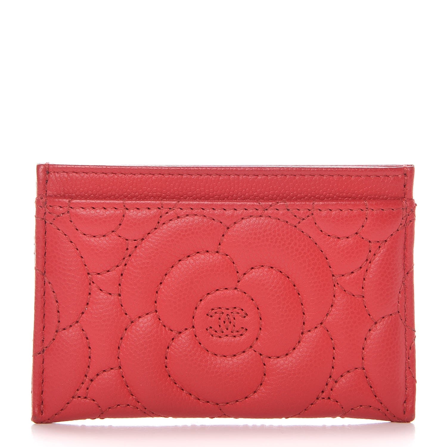 Chanel Caviar Camellia Quilted Card Holder Red 1 of 8