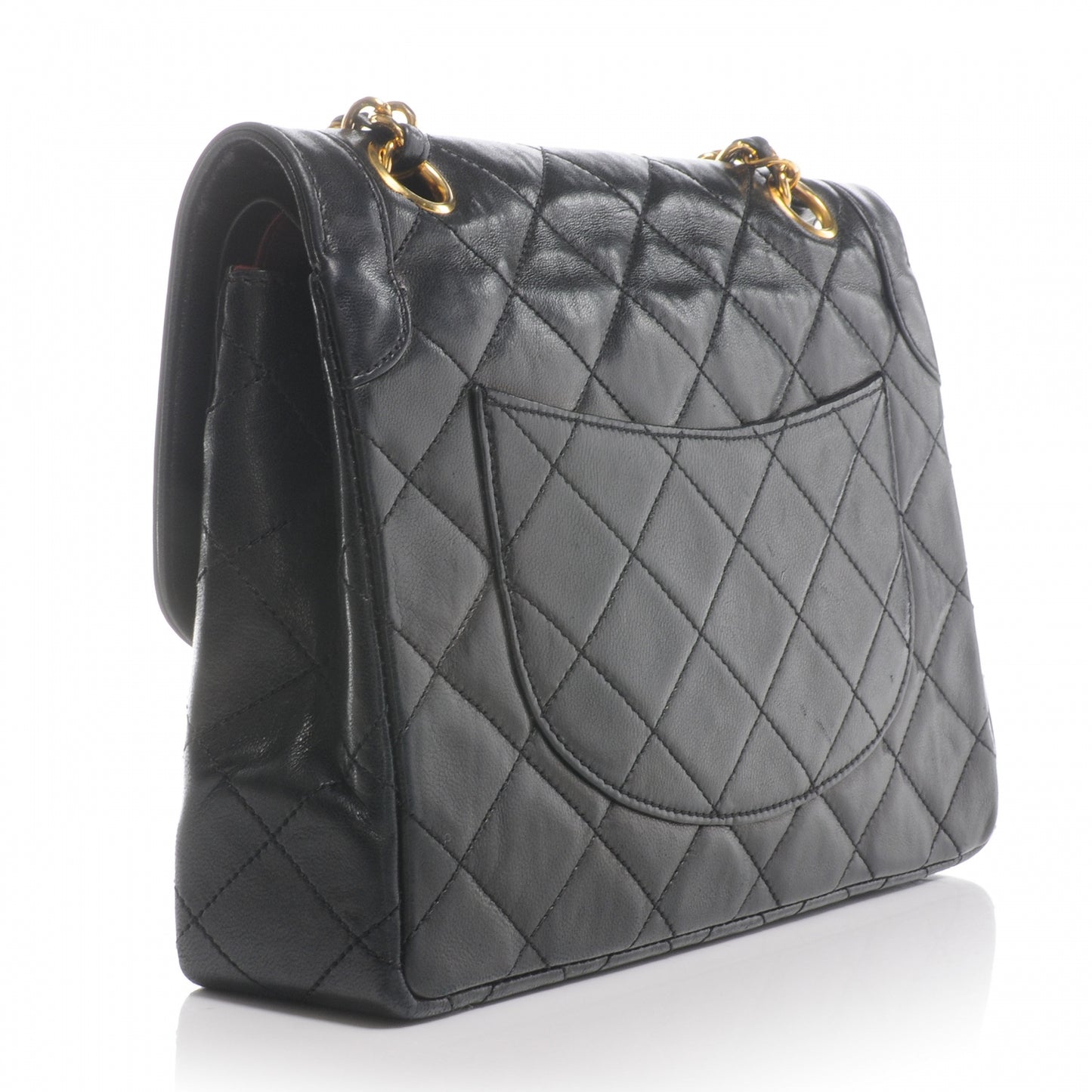 Lambskin Square Double Flap Bag Black