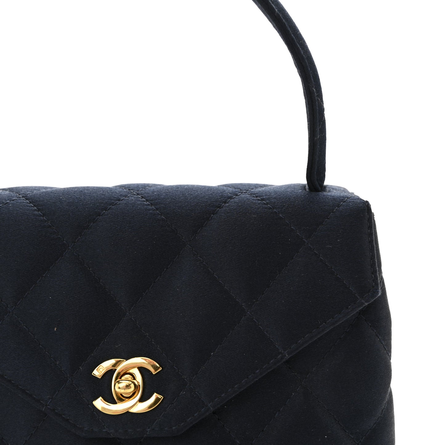 Satin Quilted Kelly Flap Bag Navy