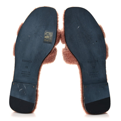 Hermes Woolskin Oran Sandals 39 Rose Aube 5 of 7