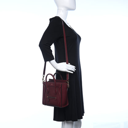 Celine Drummed Calfskin Nano Luggage Ruby 2 of 10