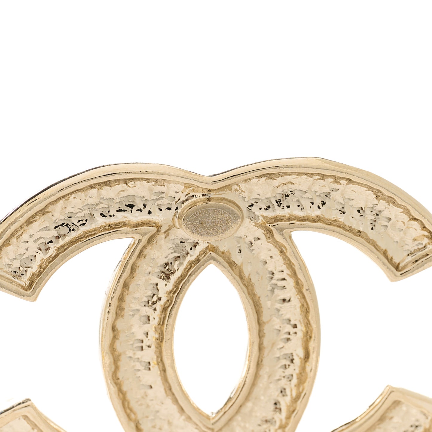 Metal Crystal CC Earrings Gold