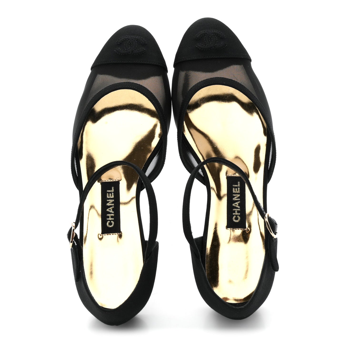 Mesh Grosgrain Cap Toe CC Flats 38.5 Black