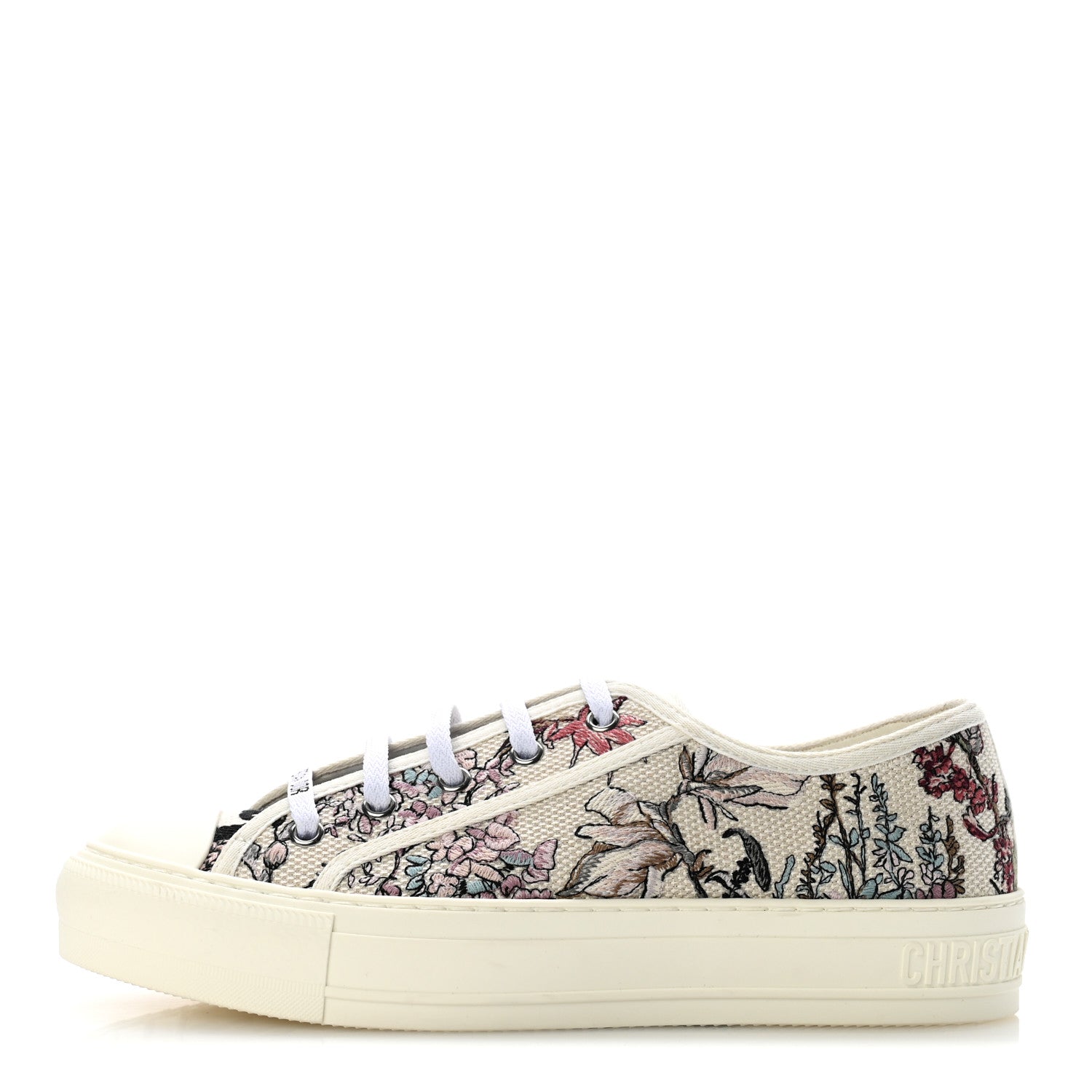Christian Dior Canvas Embroidered Womens Walk'N'Dior Low Top Sneakers 38 White Multicolor 1 of 9