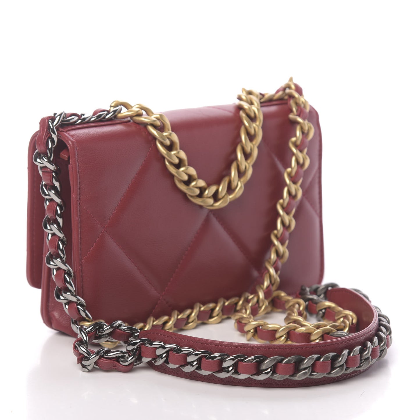 Goatskin Quilted 19 Wallet On Chain WOC Red