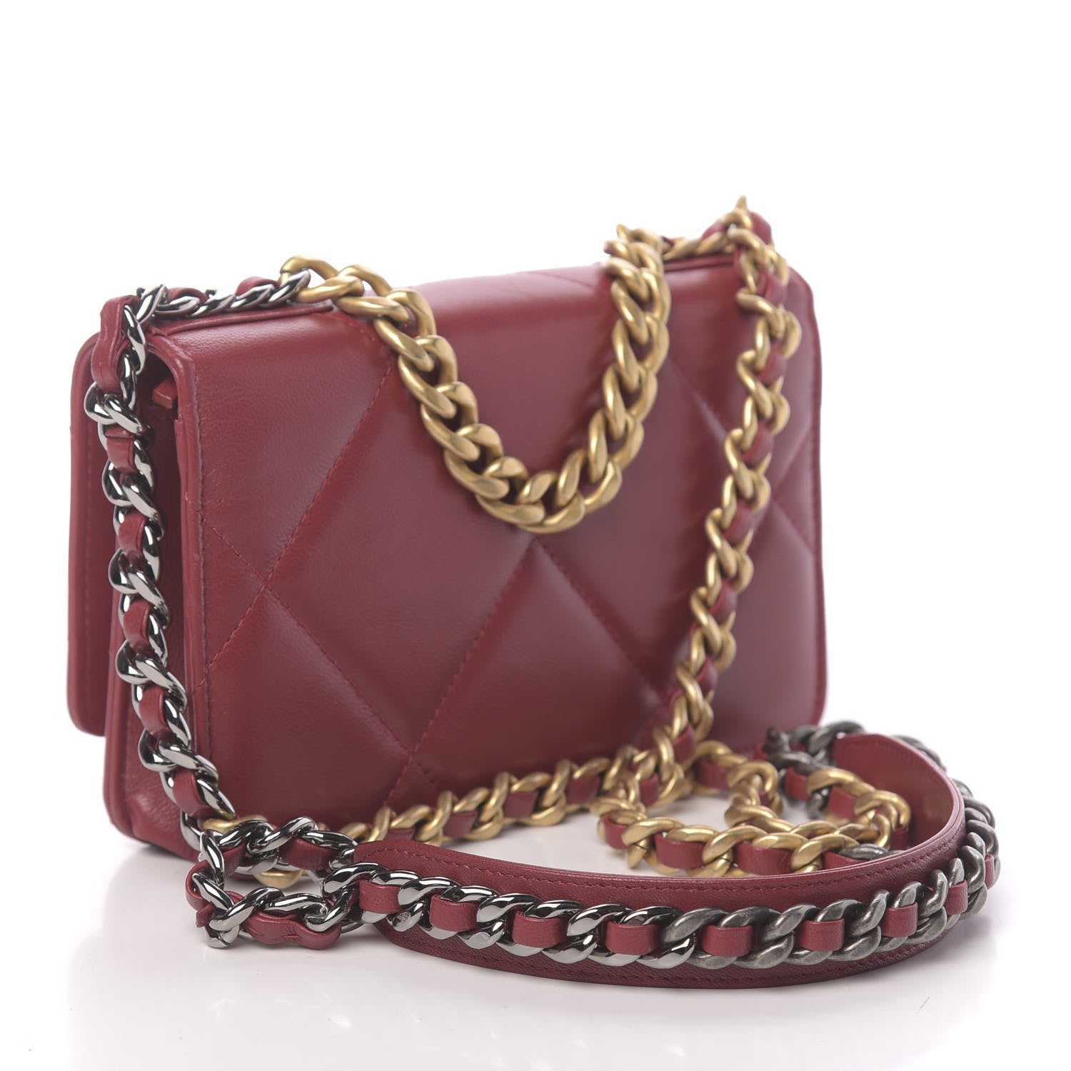 Chanel Goatskin Quilted 19 Wallet On Chain WOC Red 3 of 13