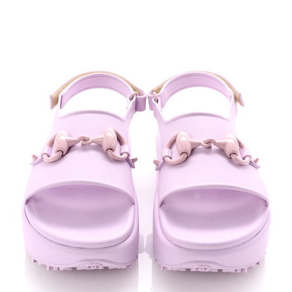 Gucci Soft Rubber Horsebit Touch Womens Strapped Sandals 40 Talc Pink 3 of 9