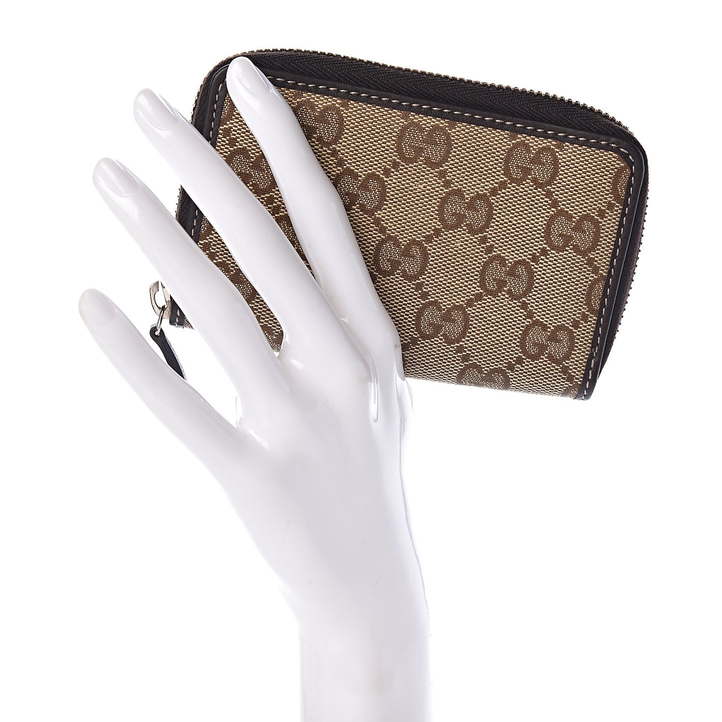 Monogram Zip Around Card Case Brown