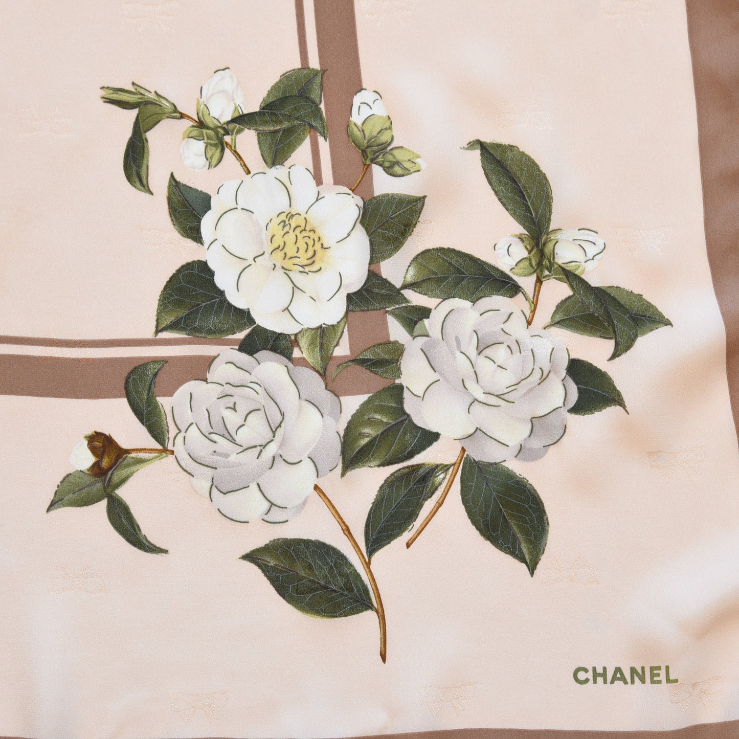 Silk CC Square Scarf Beige Brown