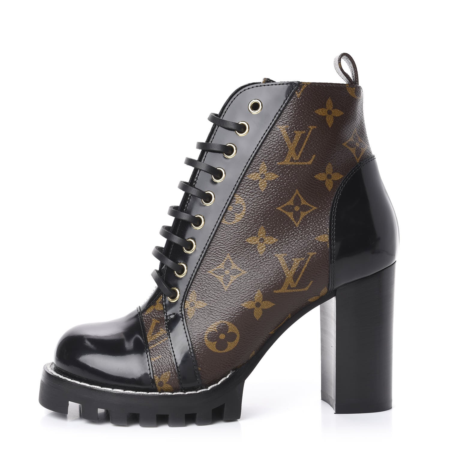 Louis Vuitton Patent Calfskin Monogram Star Trail Ankle Boots 37 Black 1 of 14
