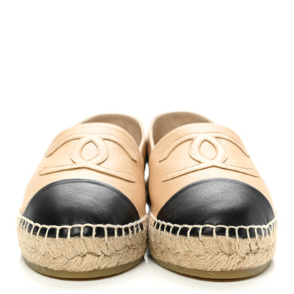 Chanel Lambskin CC Espadrilles 38 Beige Black 2 of 9