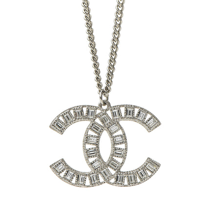 Chanel Baguette Crystal CC Necklace Silver 4 of 7