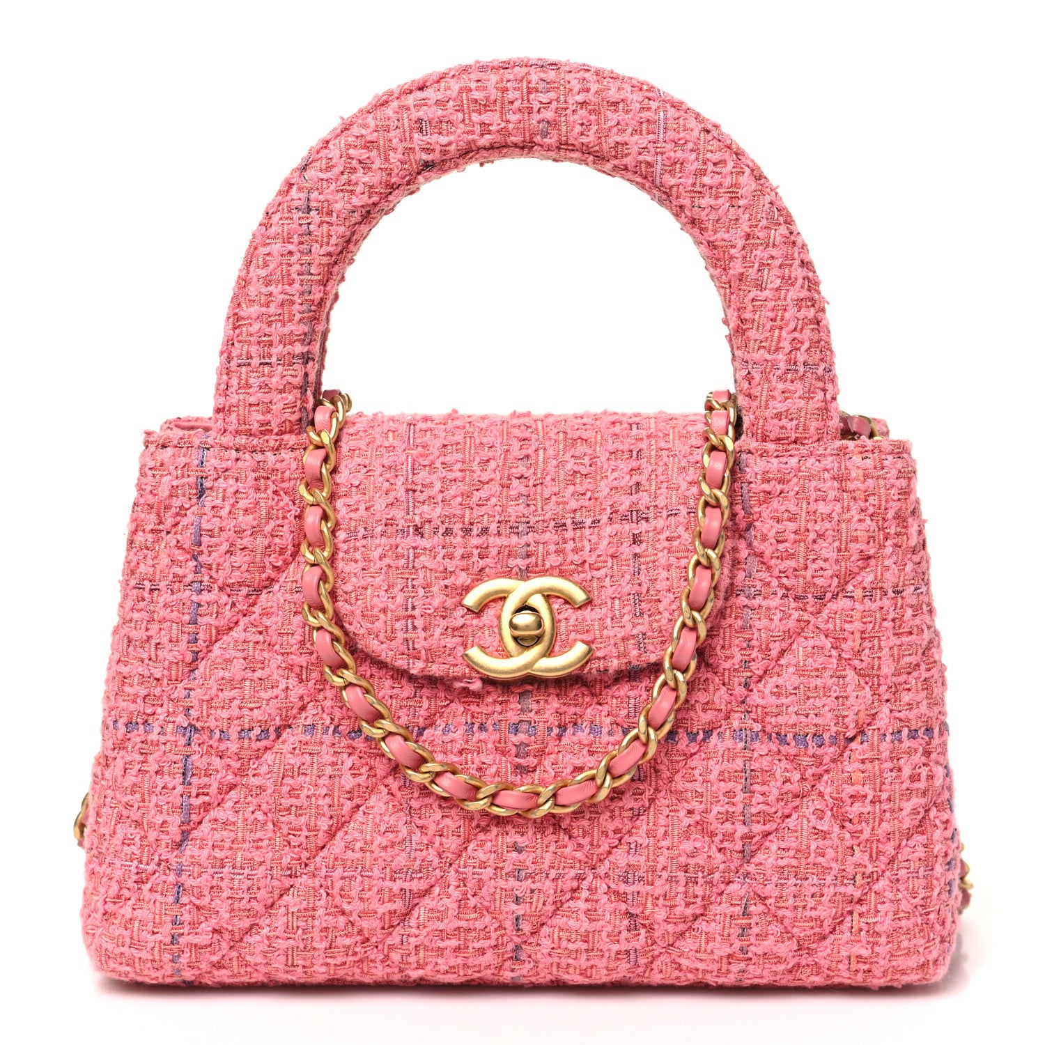Chanel Tweed Quilted Nano Kelly Shopper Pink 1 of 11