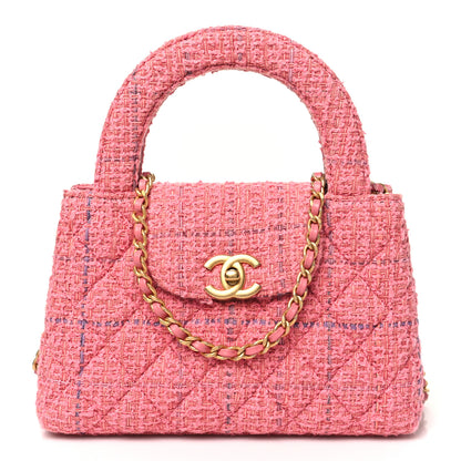 Chanel Tweed Quilted Nano Kelly Shopper Pink 1 of 11