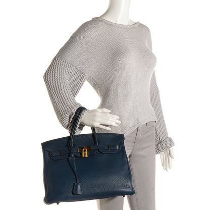 Hermes Taurillon Clemence Birkin 35 Bleu Thalassa 2 of 24