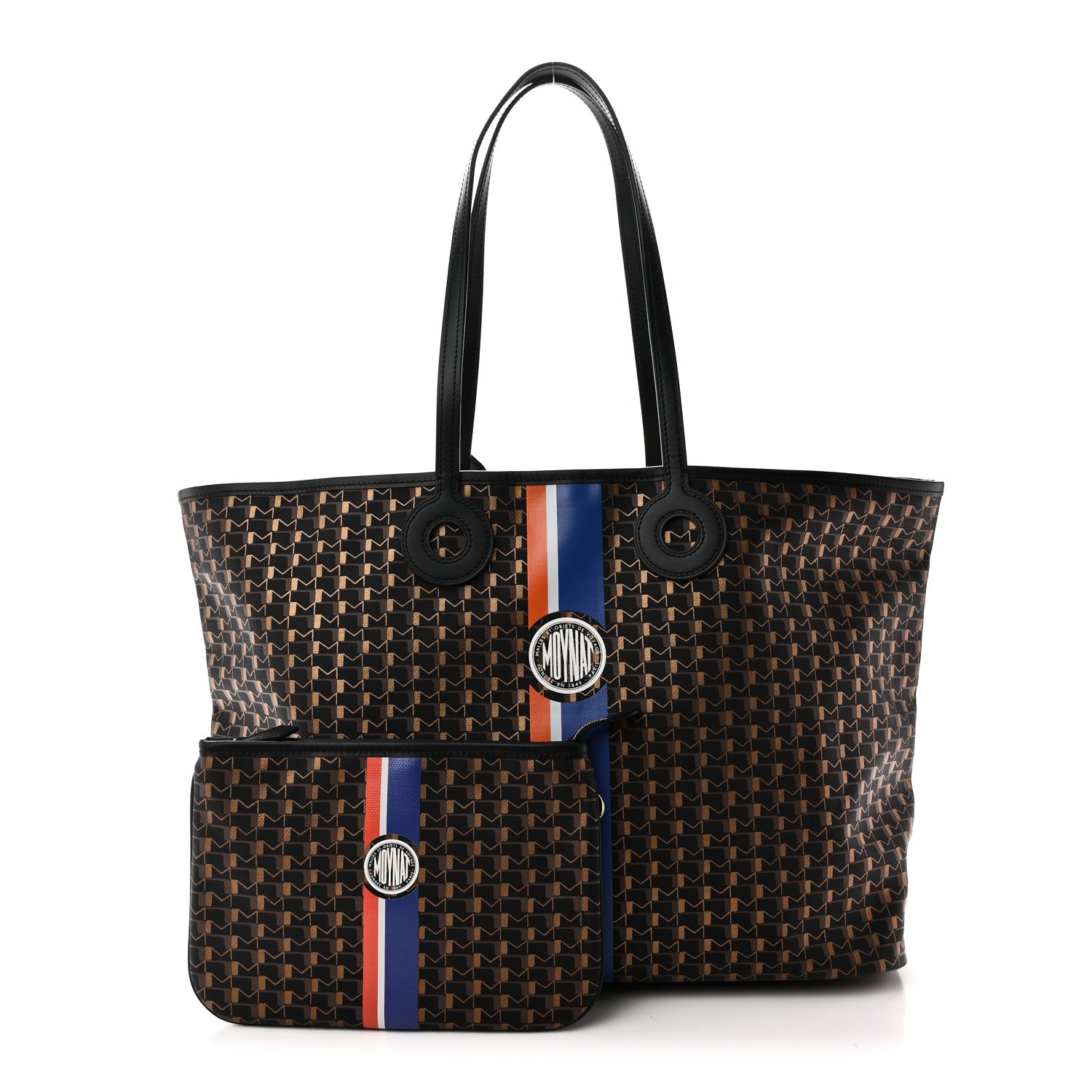 Moynat Grained Calfskin Canvas 1920 Oh! Tote Ruban GM Carbon Bronze 3 of 10