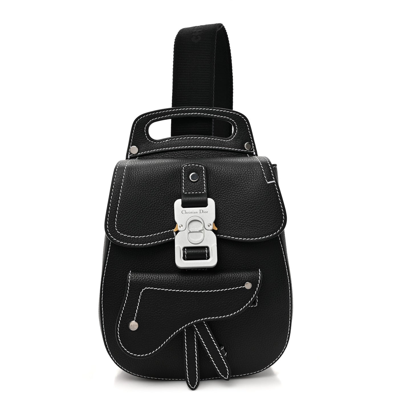 Grained Calfskin Mini Gallop Sling Bag Black