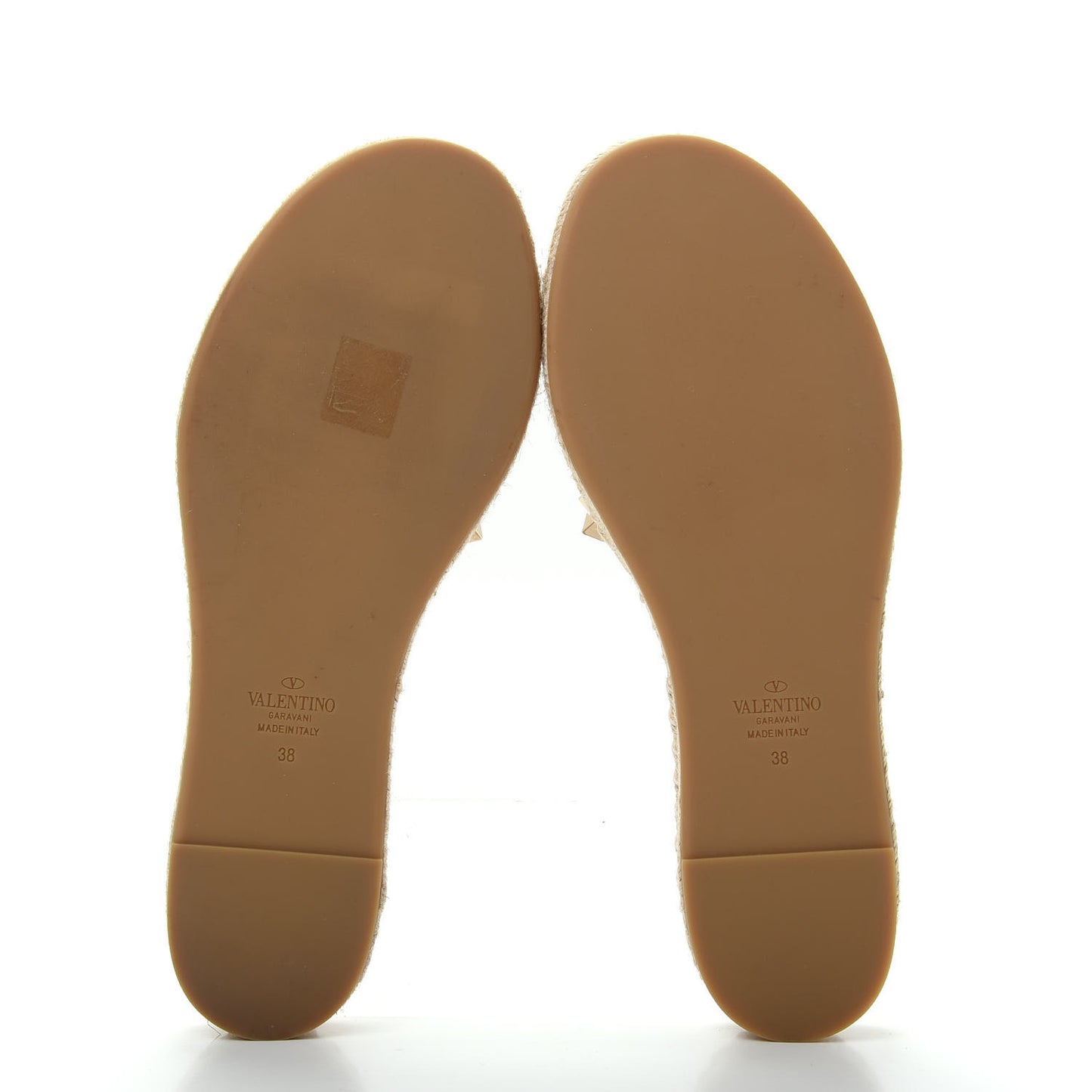Canvas Rockstud Espadrille Flat Slide Sandals 38 White