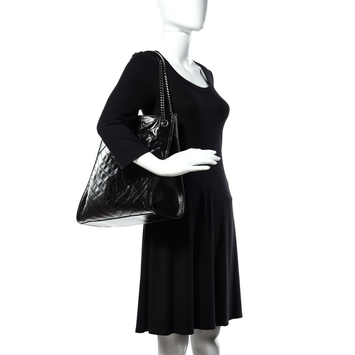 Saint Laurent Crinkled Calfskin Matelasse Monogram Niki Shoulder Bag Black 2 of 11